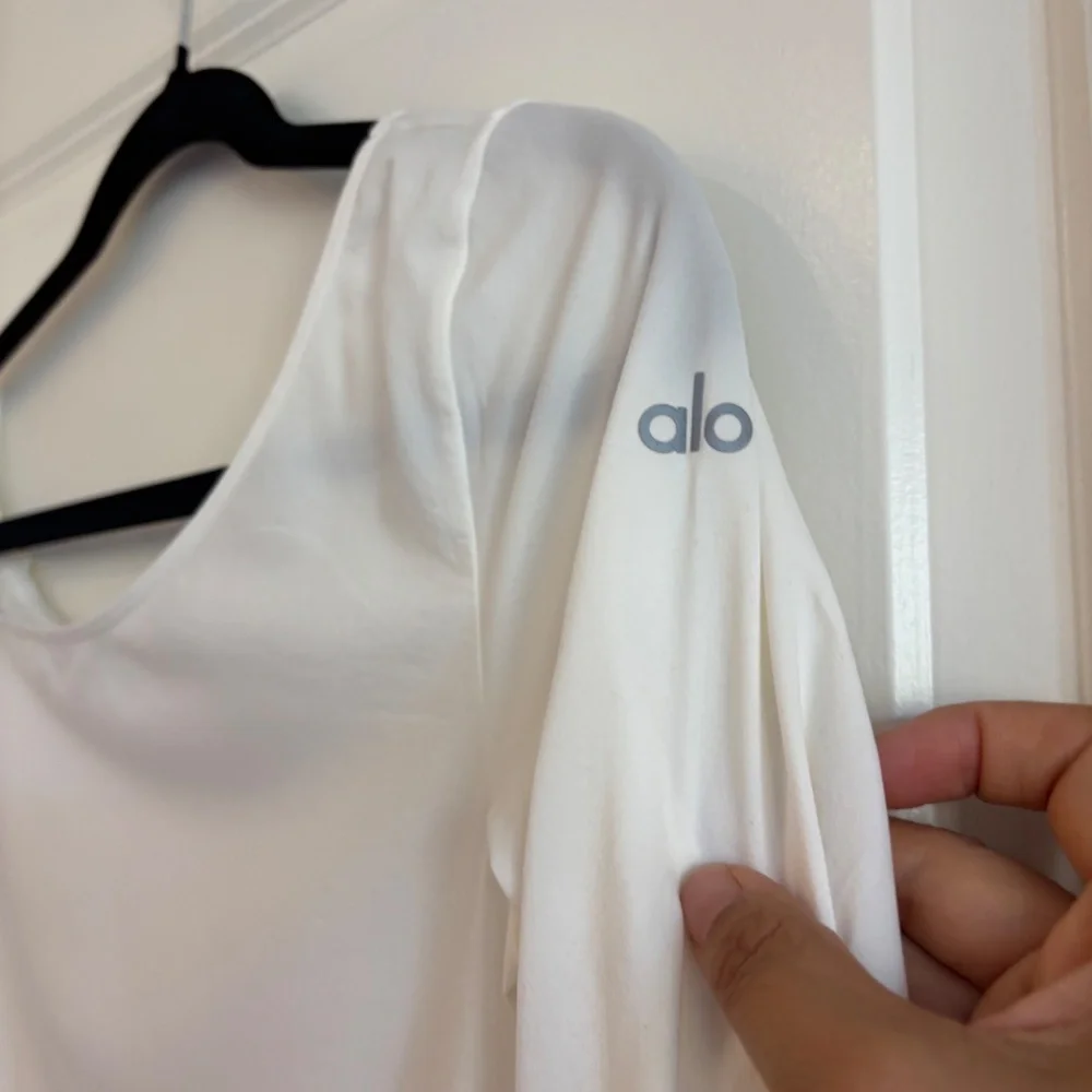 Alo Asymmetric Sheer Glow Long Sleeve Ivory